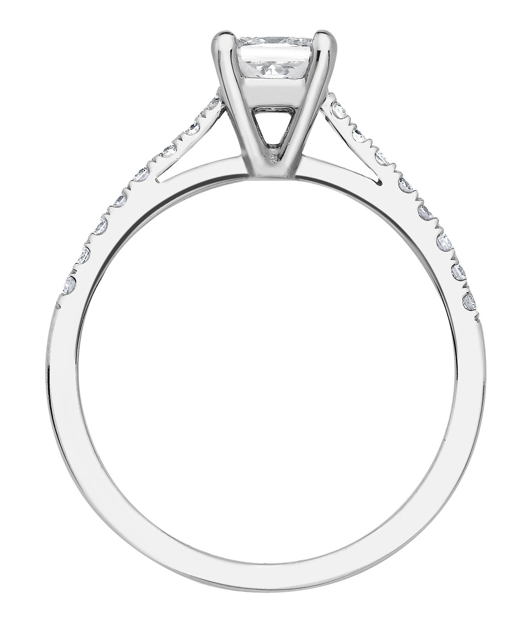 Princess Cut Platinum Micro Set Diamond Engagement Ring CRC685PLT Image 2
